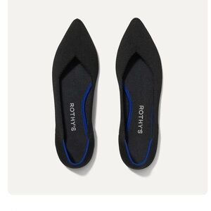 Rothy's Black Flats with Blue Trim